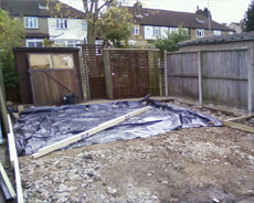 Base Works, laying damp proof membrane